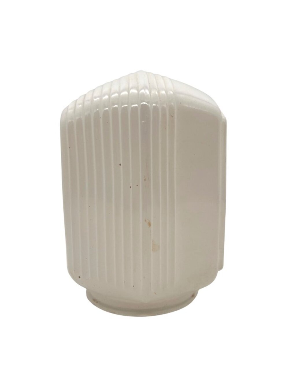 Vintage Milk Glass Art Deco Light Fixture Shade With Clear Geometric Panel 6" - Picture 10 of 13